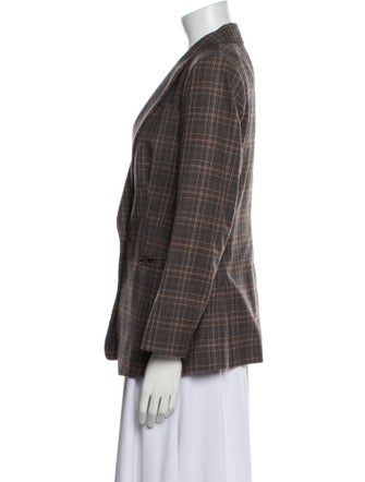 Brunello Cucinelli Virgin Wool Plaid Print Blazer