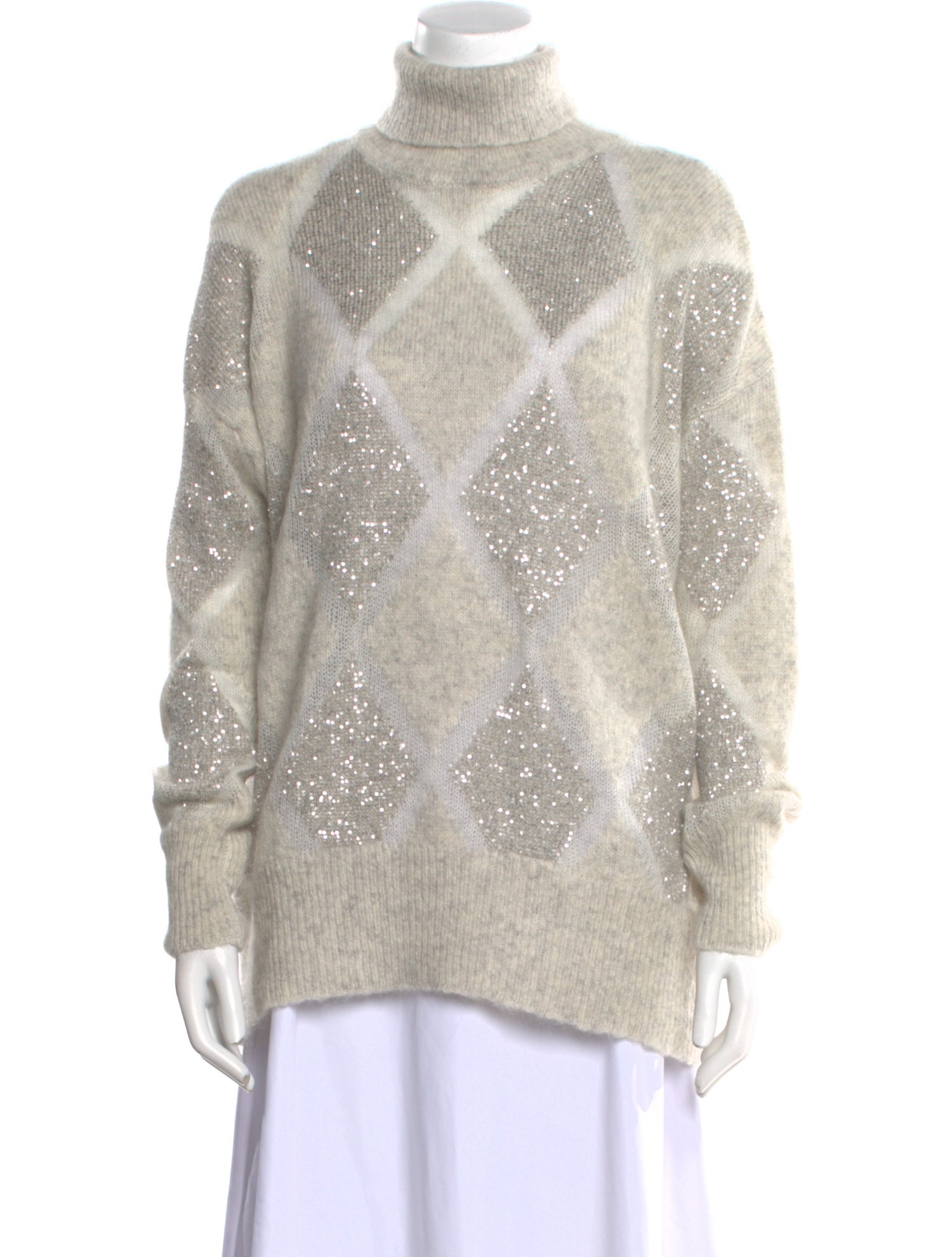 Brunello Cucinelli Plaid Print Turtleneck Sweater w/ Tags