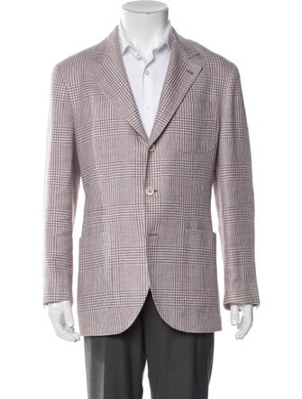 Brunello Cucinelli Linen Houndstooth Print Blazer