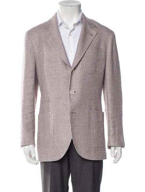 Brunello Cucinelli Linen Houndstooth Print Blazer