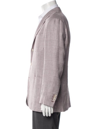 Brunello Cucinelli Linen Houndstooth Print Blazer