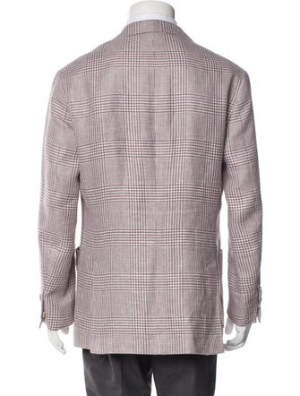 Brunello Cucinelli Linen Houndstooth Print Blazer