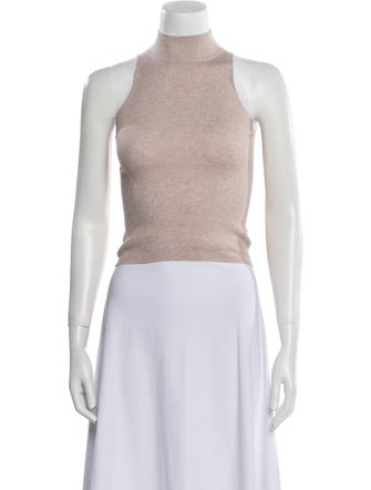 Brunello Cucinelli Mock Neck Sleeveless Crop Top