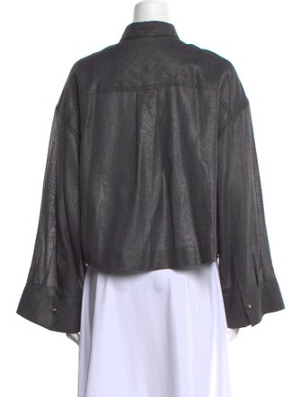 Brunello Cucinelli Virgin Wool Long Sleeve Button-Up Top