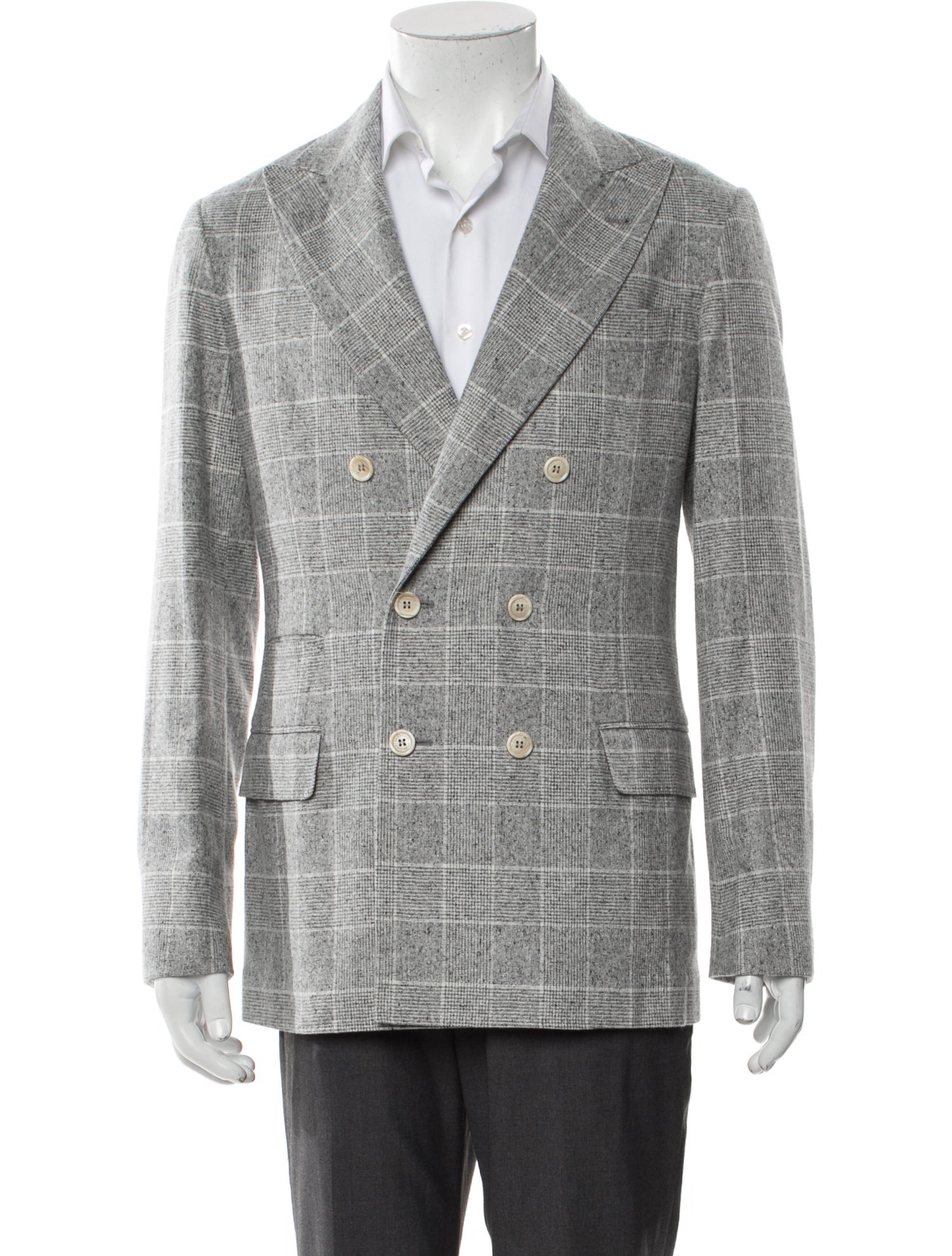 Brunello Cucinelli Silk Plaid Print Blazer