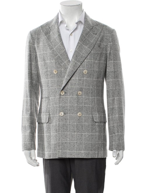 Brunello Cucinelli Silk Plaid Print Blazer