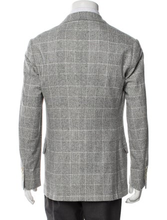Brunello Cucinelli Silk Plaid Print Blazer