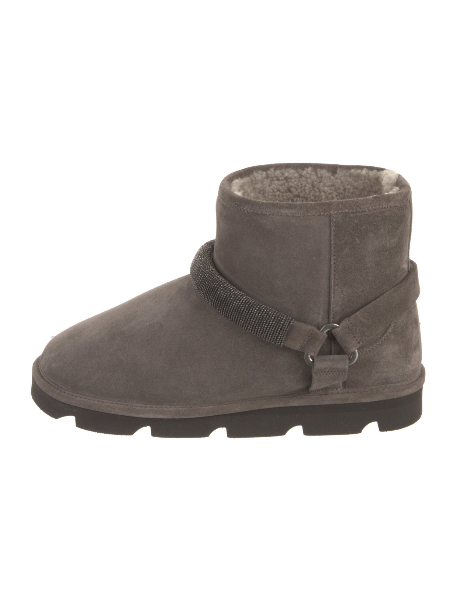 Brunello Cucinelli Monili Suede Moto Boots
