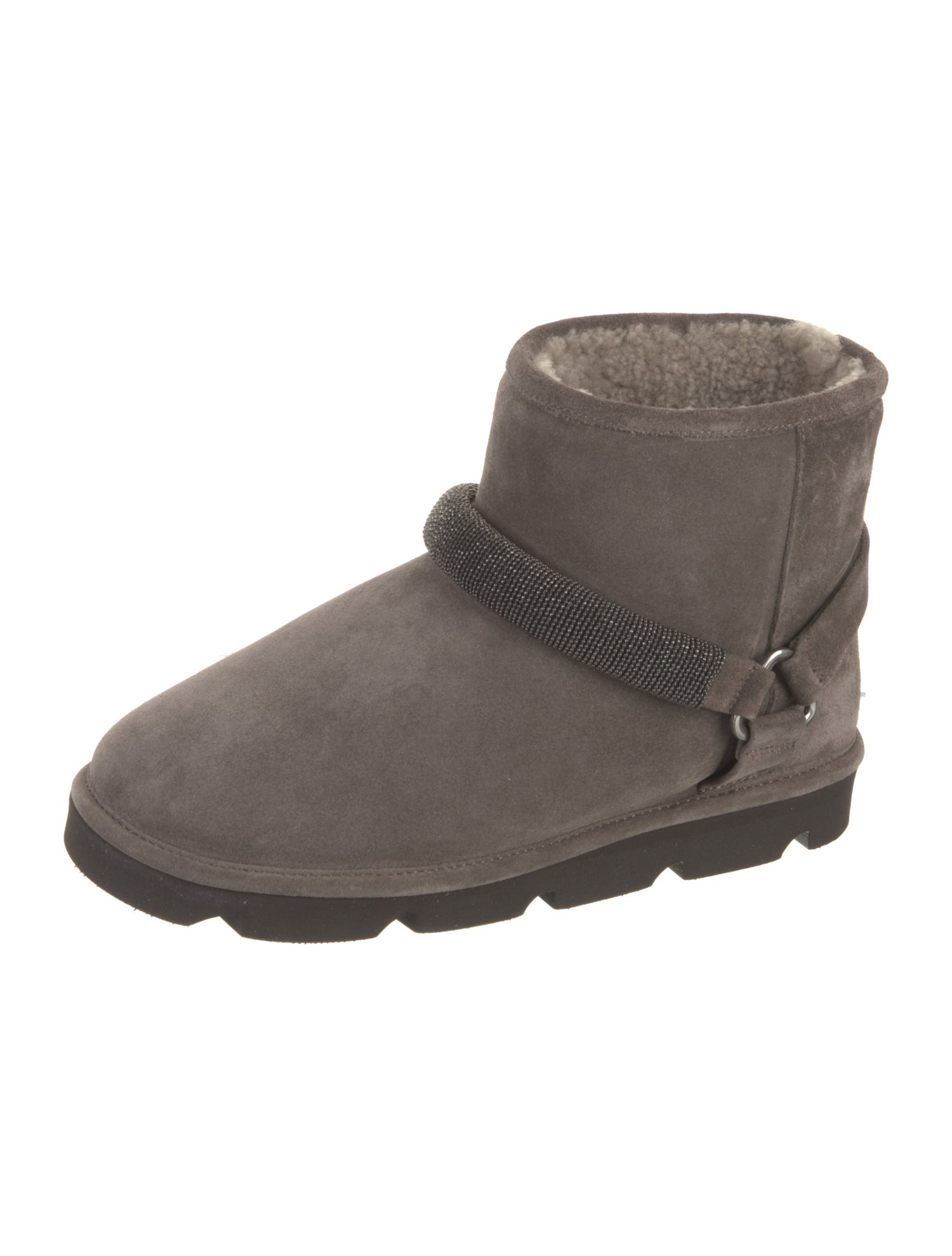 Brunello Cucinelli Monili Suede Moto Boots