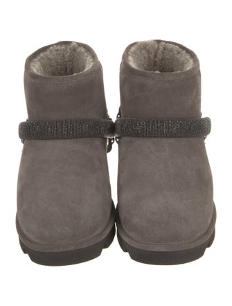 Brunello Cucinelli Monili Suede Moto Boots