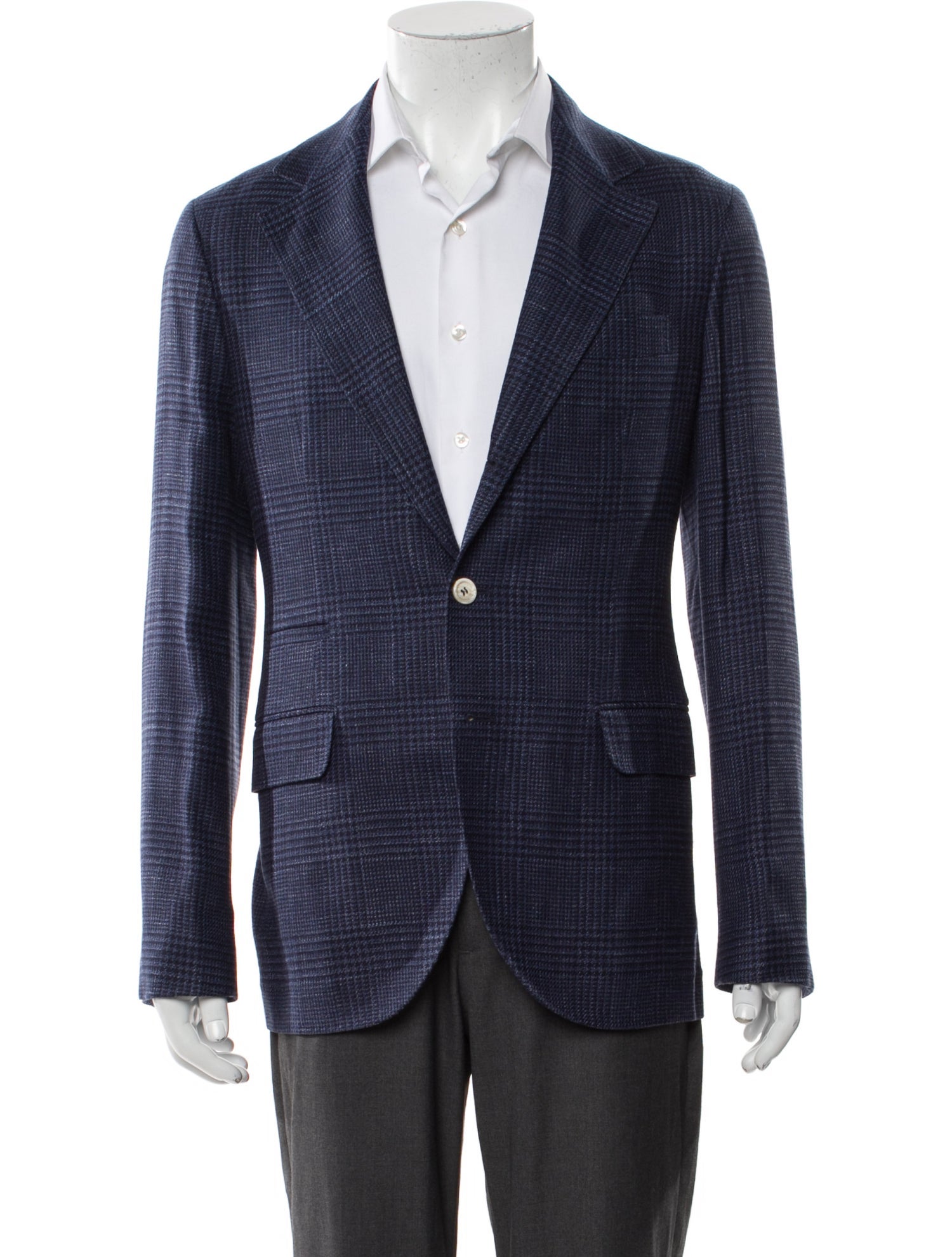 Brunello Cucinelli Wool Plaid Print Blazer