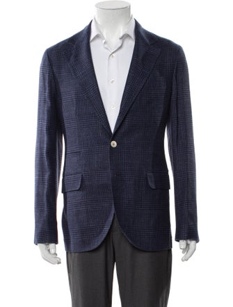 Brunello Cucinelli Wool Plaid Print Blazer
