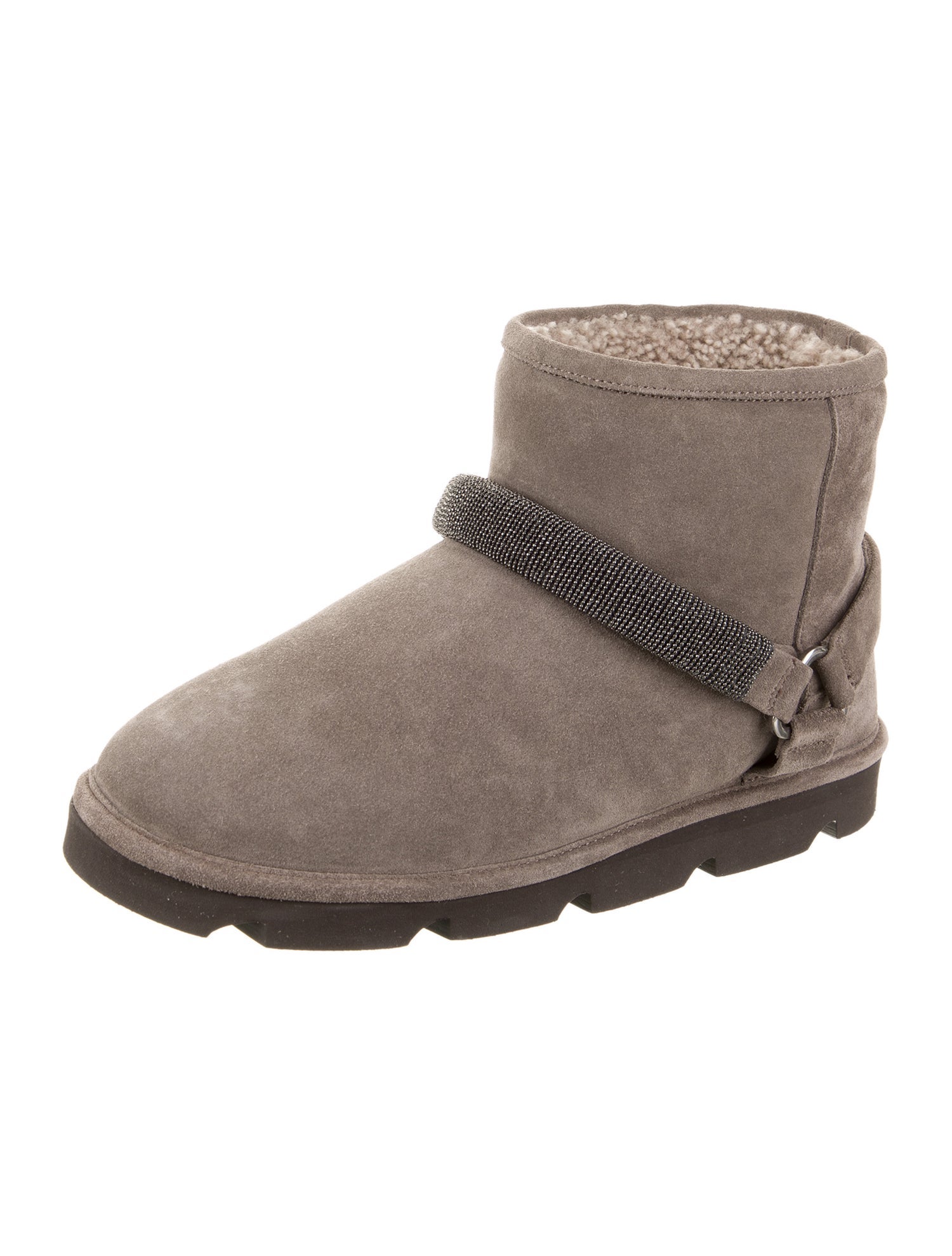 Brunello Cucinelli Suede Colorblock Pattern Moto Boots