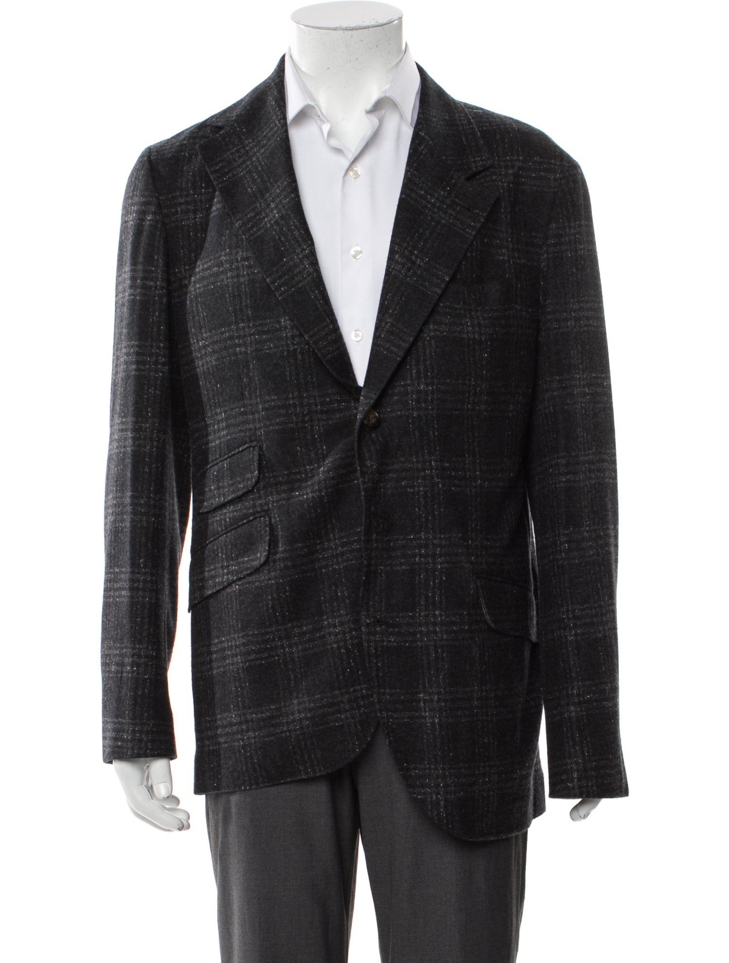 Brunello Cucinelli Silk Plaid Print Blazer