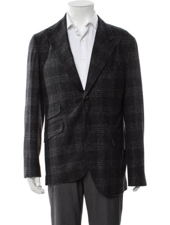 Brunello Cucinelli Silk Plaid Print Blazer