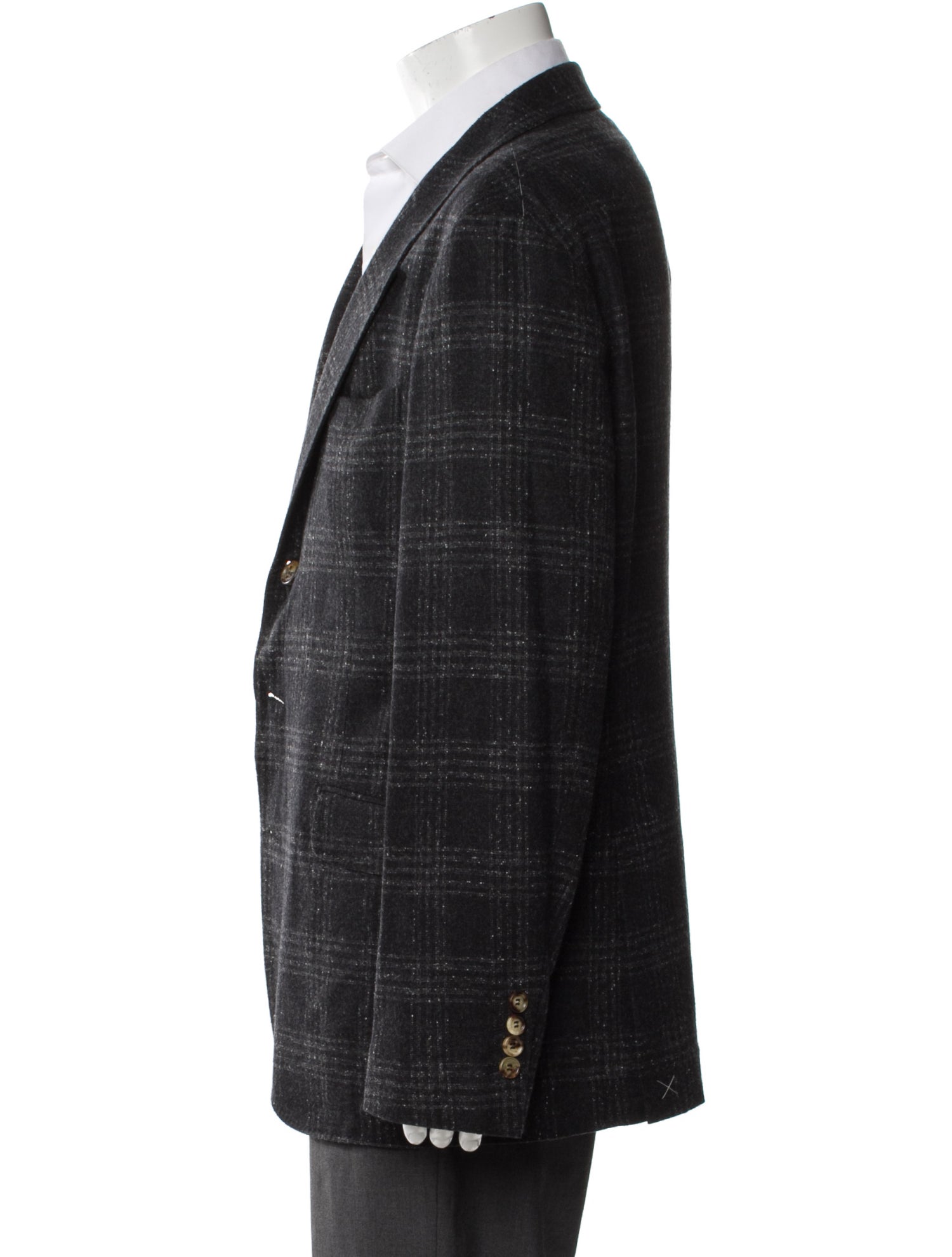 Brunello Cucinelli Silk Plaid Print Blazer