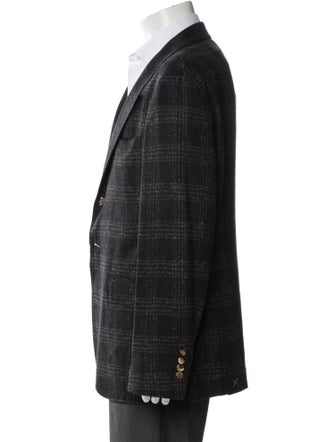 Brunello Cucinelli Silk Plaid Print Blazer