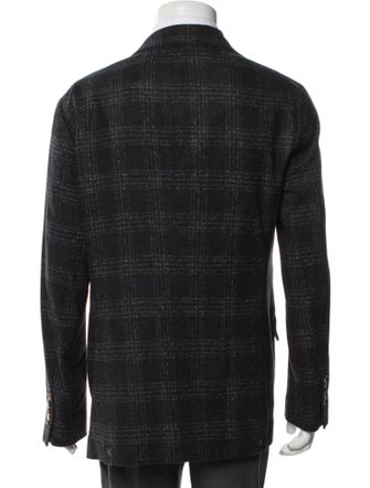 Brunello Cucinelli Silk Plaid Print Blazer