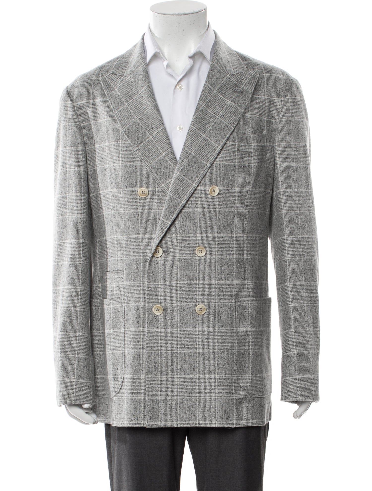 Brunello Cucinelli Silk Plaid Print Blazer