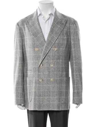 Brunello Cucinelli Silk Plaid Print Blazer