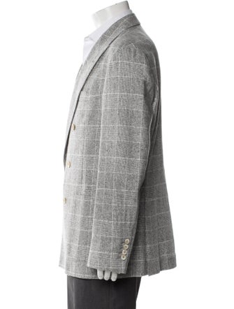 Brunello Cucinelli Silk Plaid Print Blazer