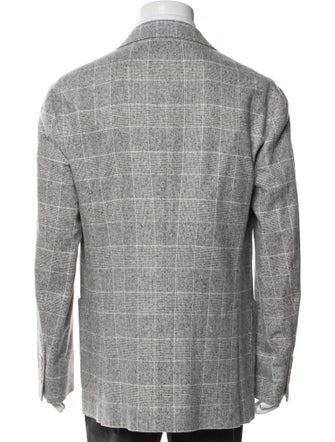Brunello Cucinelli Silk Plaid Print Blazer