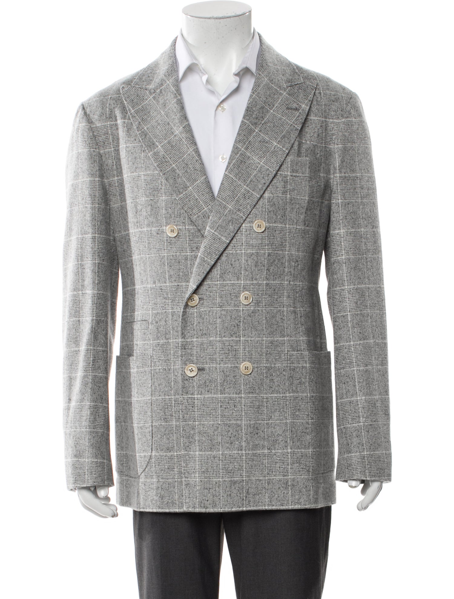 Brunello Cucinelli Silk Plaid Print Blazer