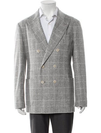 Brunello Cucinelli Silk Plaid Print Blazer