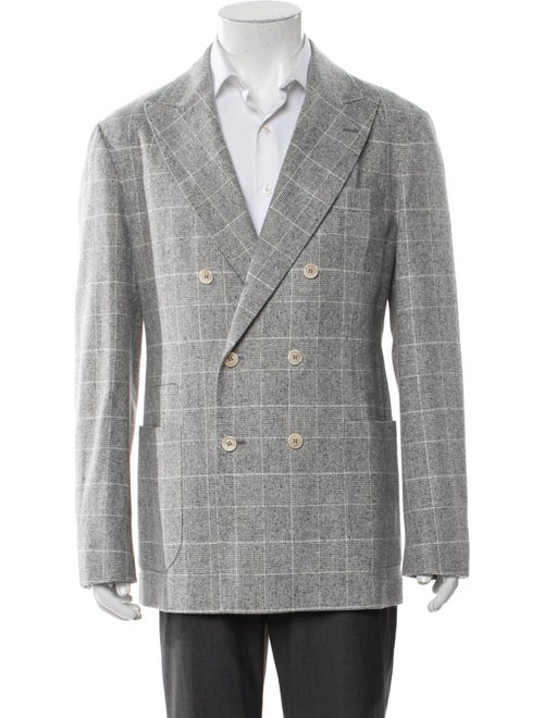 Brunello Cucinelli Silk Plaid Print Blazer