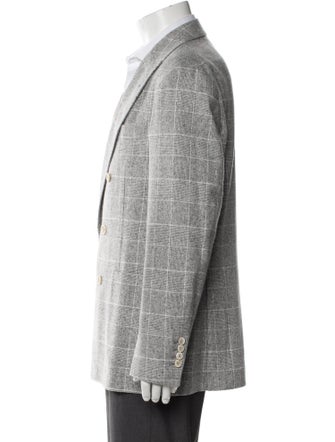 Brunello Cucinelli Silk Plaid Print Blazer