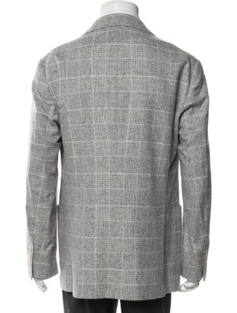 Brunello Cucinelli Silk Plaid Print Blazer