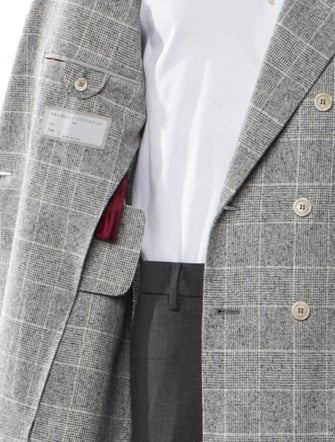 Brunello Cucinelli Silk Plaid Print Blazer