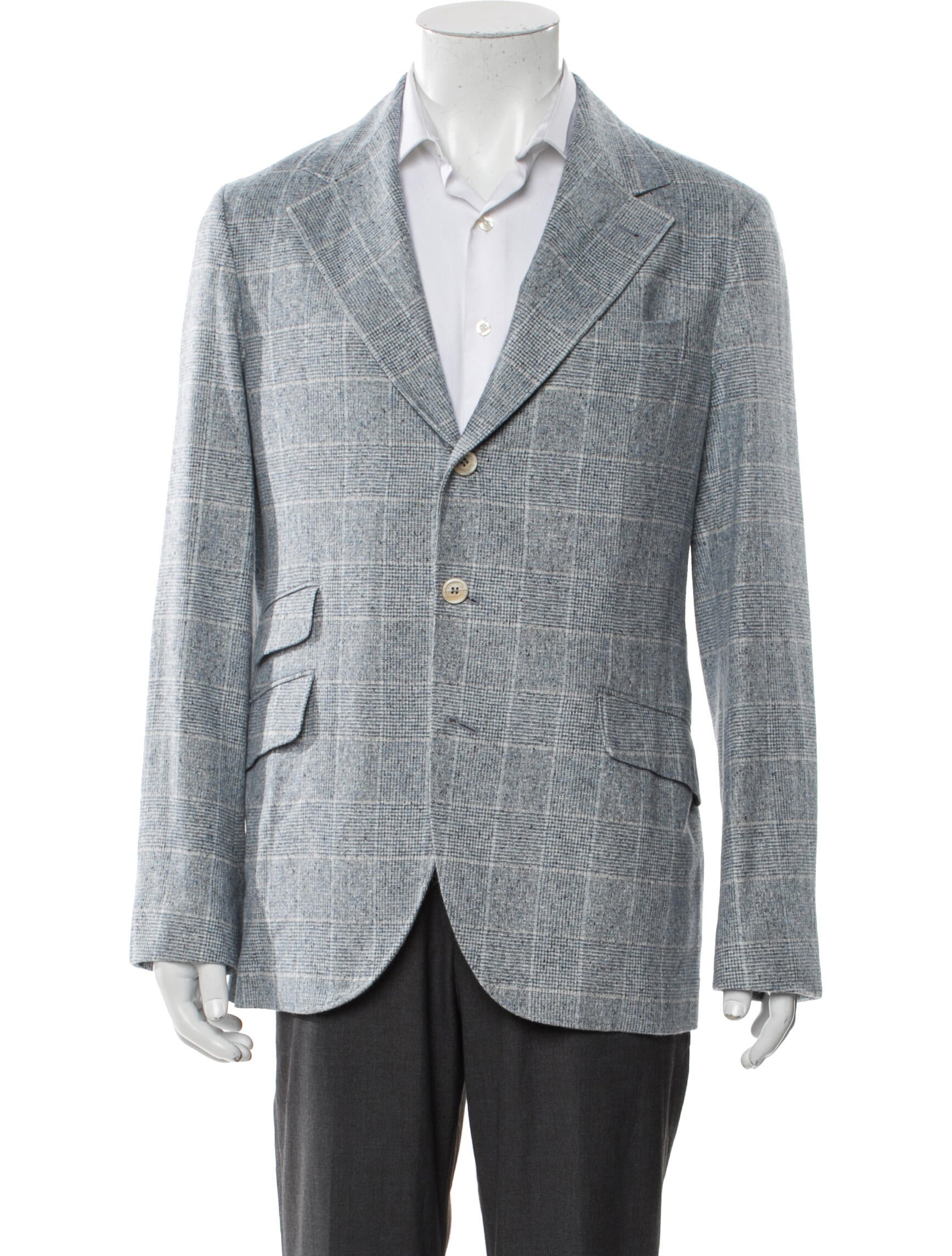 Brunello Cucinelli Silk Plaid Print Blazer