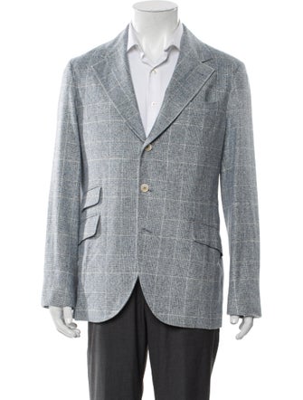 Brunello Cucinelli Silk Plaid Print Blazer