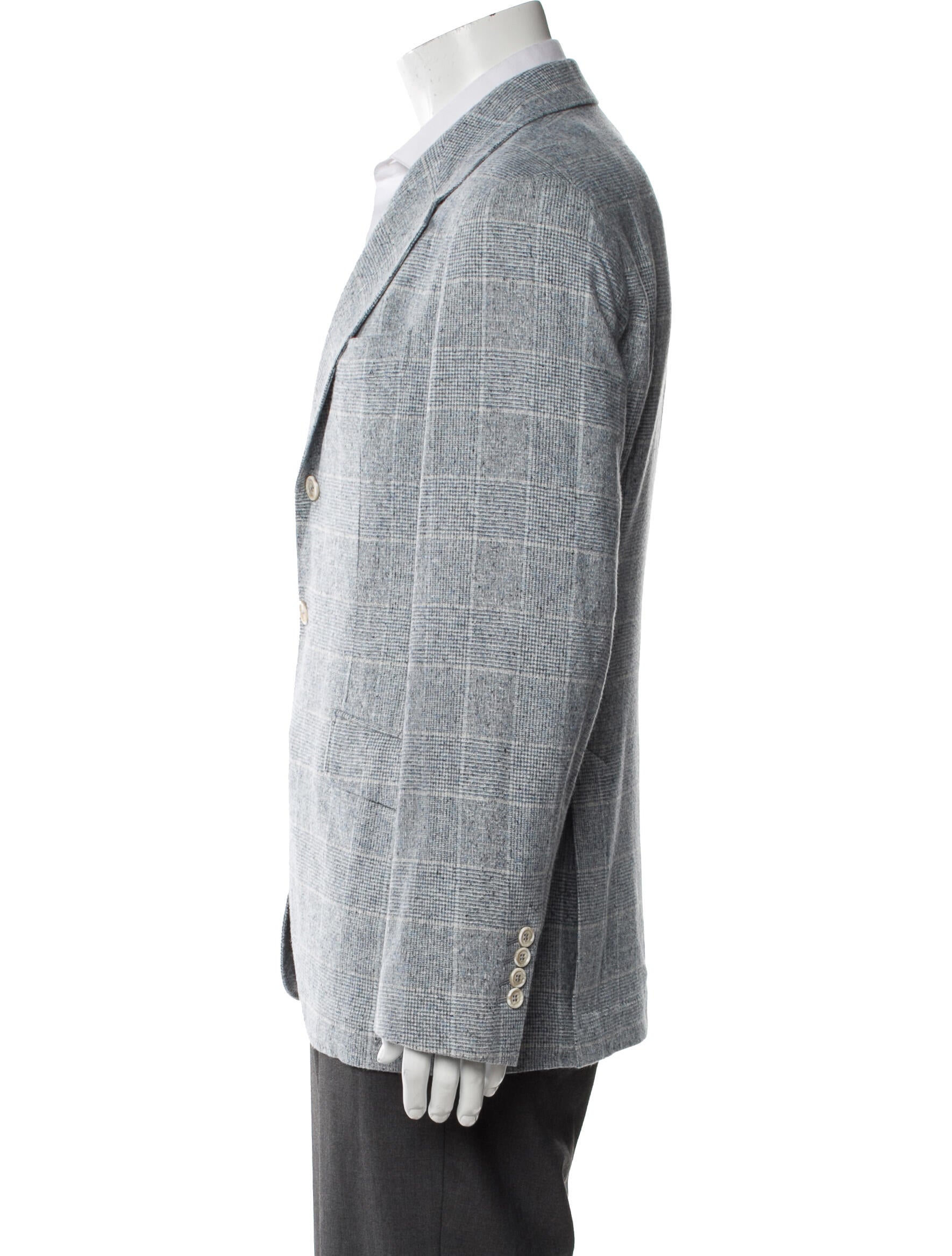 Brunello Cucinelli Silk Plaid Print Blazer