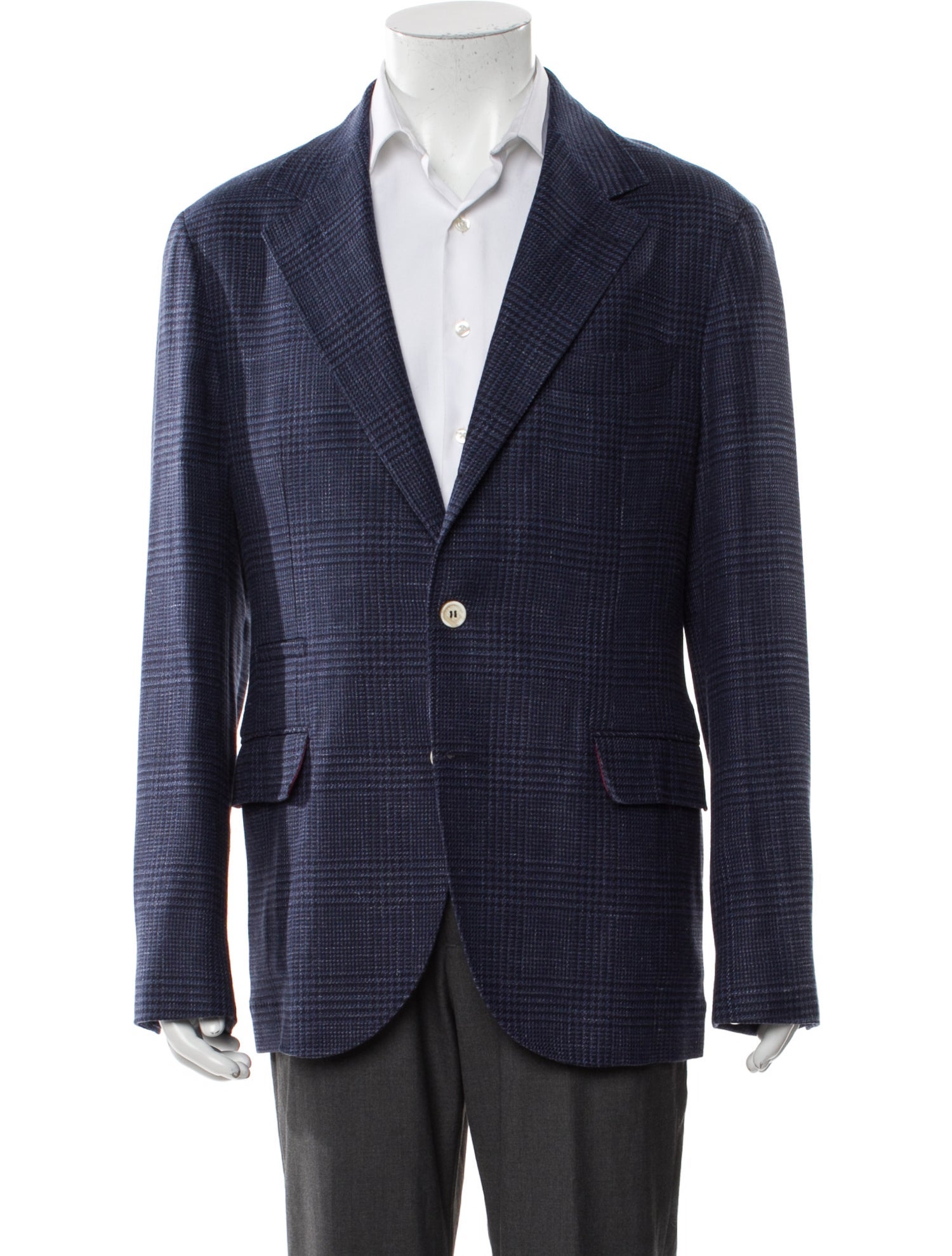 Brunello Cucinelli Wool Plaid Print Blazer