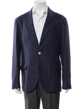 Brunello Cucinelli Wool Plaid Print Blazer