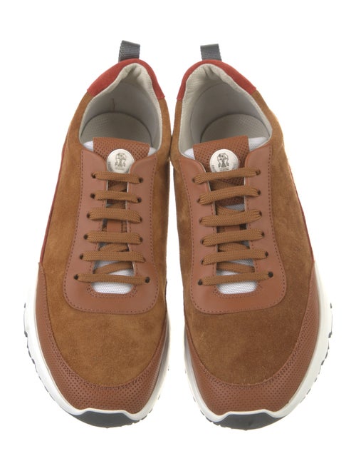 Brunello Cucinelli Suede Colorblock Pattern Sneakers