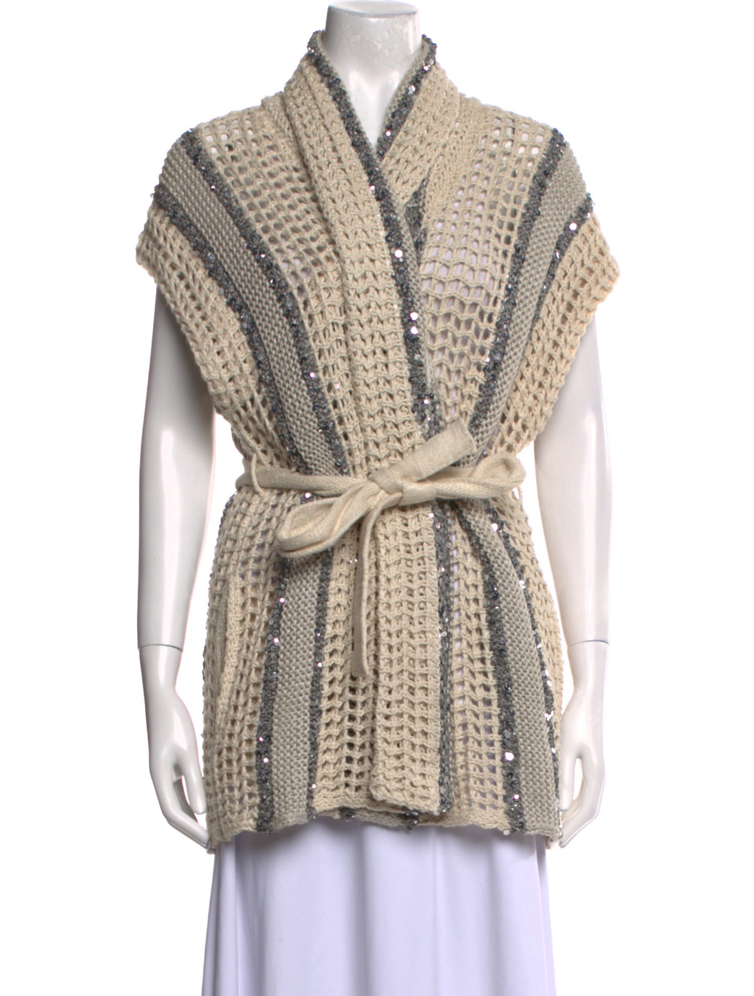 Brunello Cucinelli Striped V-Neck Sweater
