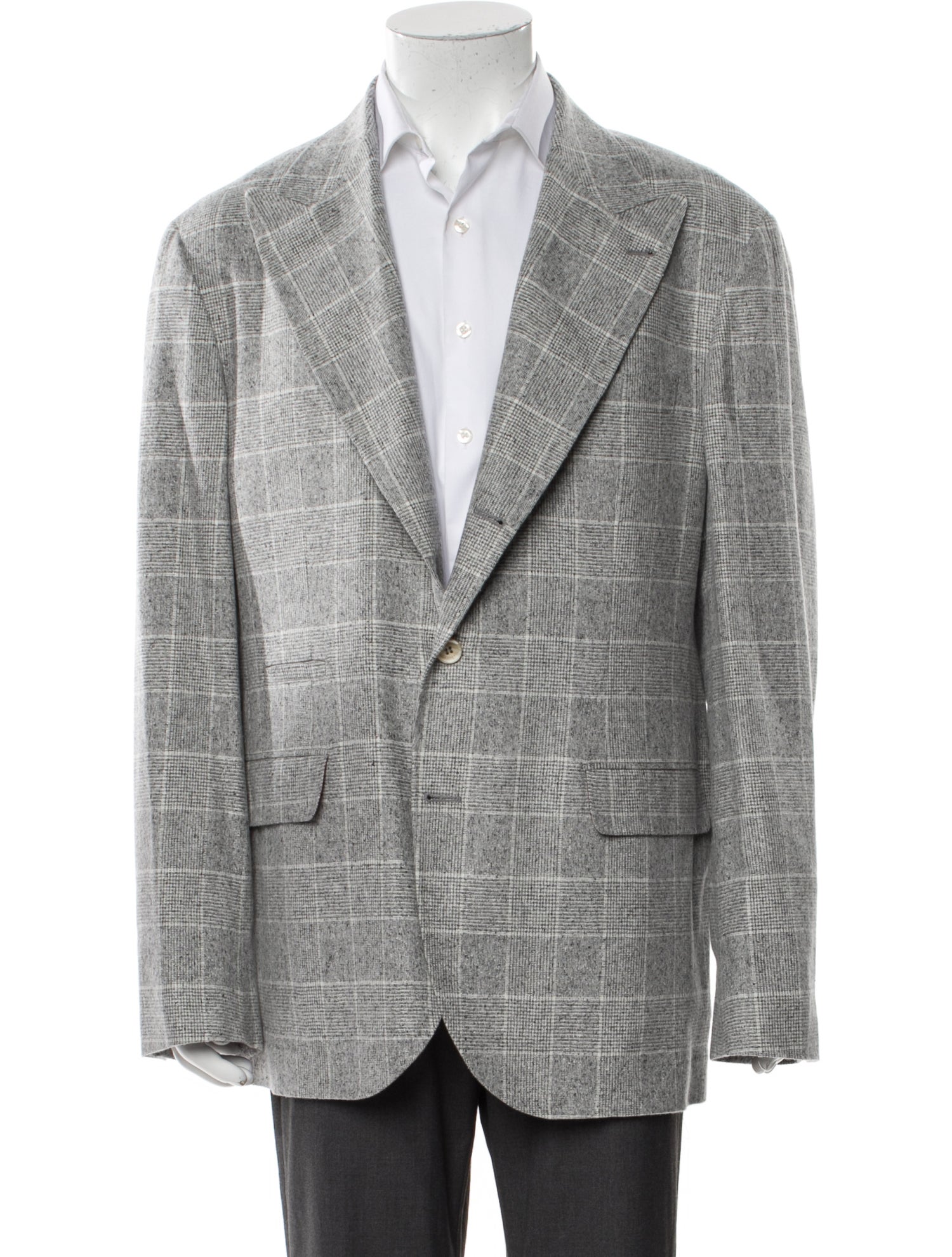 Brunello Cucinelli Silk Plaid Print Blazer