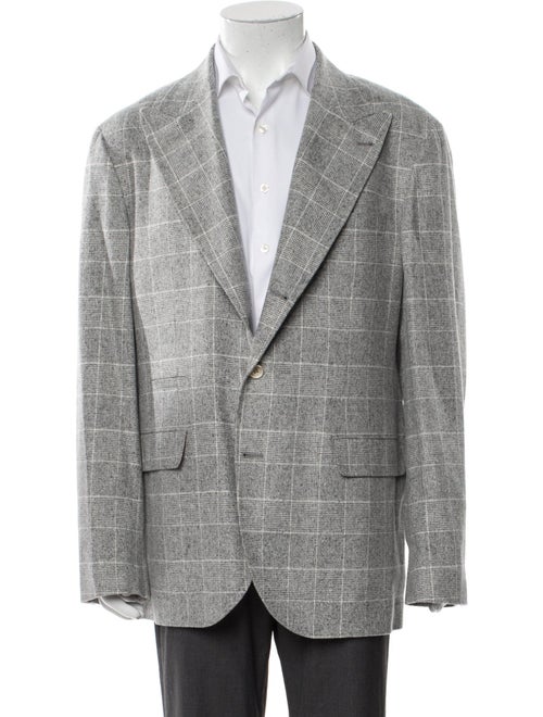 Brunello Cucinelli Silk Plaid Print Blazer