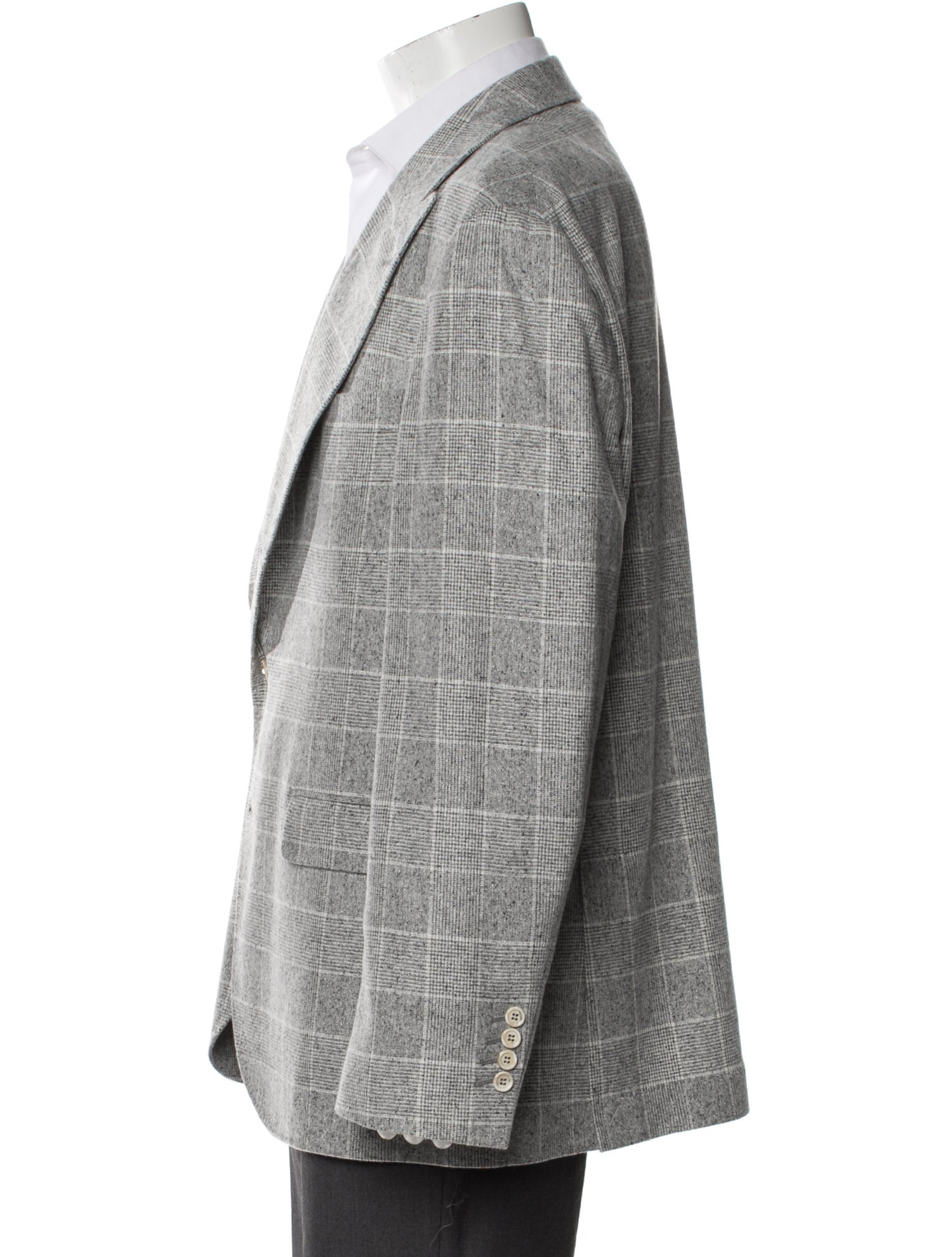 Brunello Cucinelli Silk Plaid Print Blazer