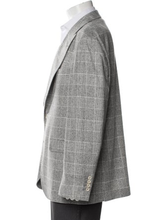 Brunello Cucinelli Silk Plaid Print Blazer