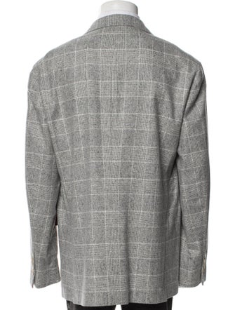 Brunello Cucinelli Silk Plaid Print Blazer