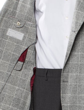 Brunello Cucinelli Silk Plaid Print Blazer