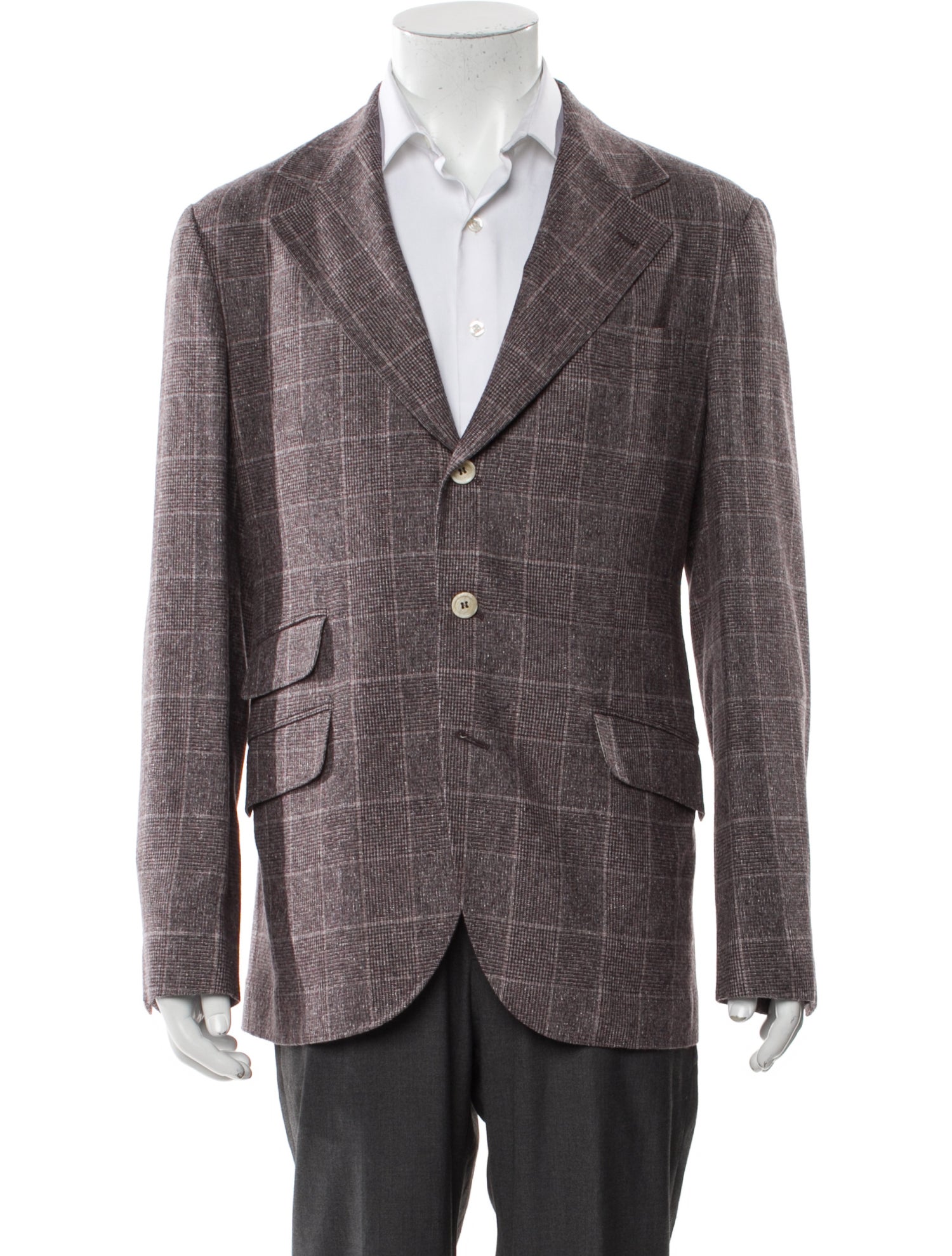 Brunello Cucinelli Silk Plaid Print Blazer