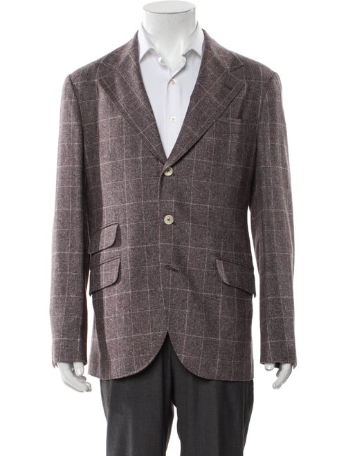 Brunello Cucinelli Silk Plaid Print Blazer
