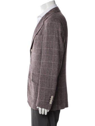 Brunello Cucinelli Silk Plaid Print Blazer