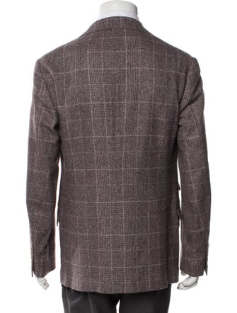 Brunello Cucinelli Silk Plaid Print Blazer