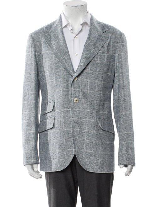 Brunello Cucinelli Silk Plaid Print Blazer